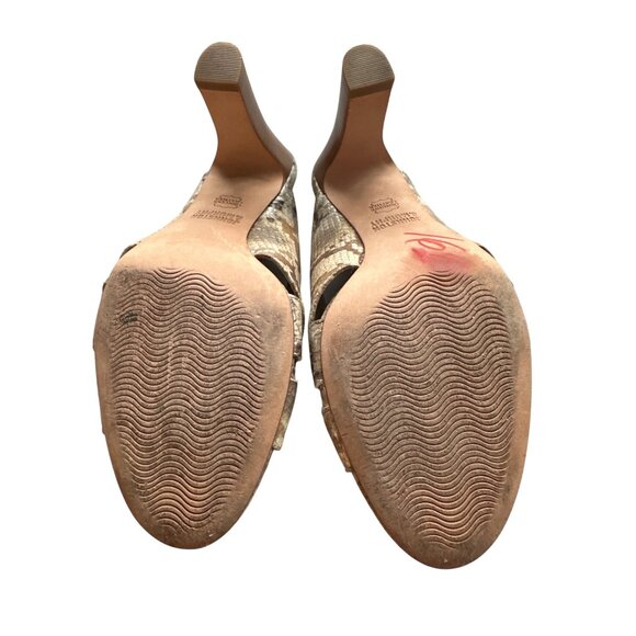 Johnston & Murphy Slip On MulesGreen Gray  Open-Toe Snake Print Leather Size 7.5 - Picture 8 of 8